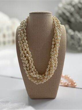 Multi-Strand Cream Freshwater Faux Pearl Necklace